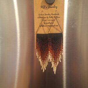 Beaded Earrings - Black, Brown, Cream